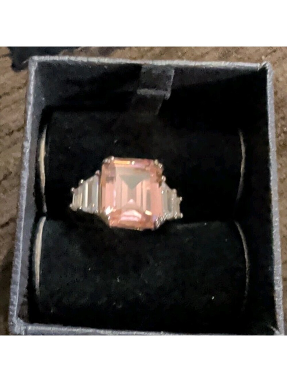 Stauer W1821 20 Million Pink Simulated DiamondAura Ring 925 Silver Size 7